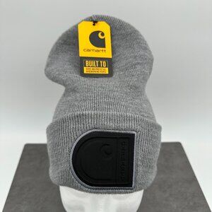 Carhartt Unisex Knit Cuffed C Logo Patch Beanie Watch Cap, OS, Heather Grey